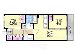 アーバンパーク淡路 8階2LDKの間取り