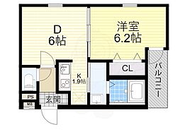 フジパレス淡路2番館 3階1LDKの間取り