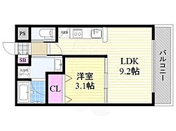 アーバンフラッツ西中島 3階1LDKの間取り