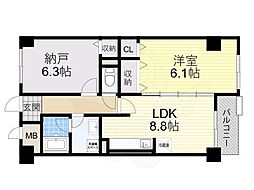ミレニアム 3階1SLDKの間取り