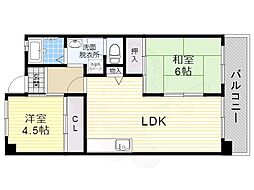 生島リバーサイドマンションA棟 2LDKの間取図画像
