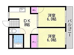 成光マンション 2DKの間取図画像