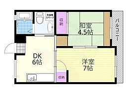 シティマンションパラス 2DKの間取図画像