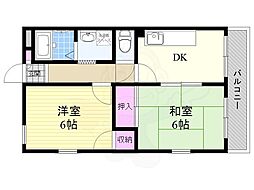 森マンション 2DKの間取図画像