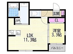 DiiRA下新庄 1LDKの間取図画像