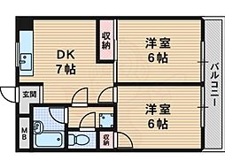 第12高光マンション 2DKの間取図画像