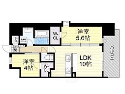 スプランディッド大阪EAST 2LDKの間取図画像