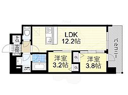 スプランディッド大阪EAST 2LDKの間取図画像