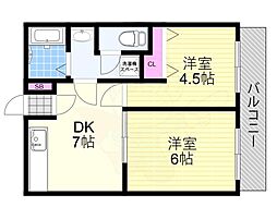 第七高光マンション 2DKの間取図画像