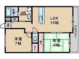 サンガーデン 2LDKの間取図画像