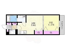 La famille K 新大阪 1LDKの間取図画像