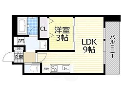 アーバンフラッツ西中島 1LDKの間取図画像