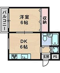 リバーサイドビューフラット 1DKの間取図画像