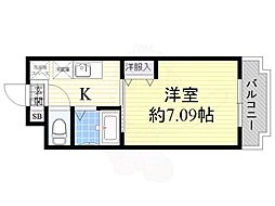 グランメール東淀川 1Kの間取図画像