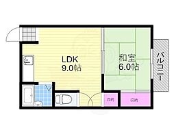 萩田マンション 1LDKの間取図画像