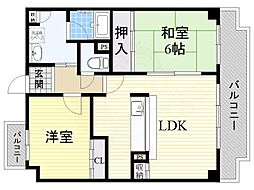 シャトー三木第3 2LDKの間取図画像