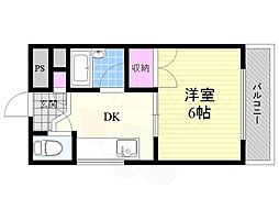 サンメゾン大山 1DKの間取図画像