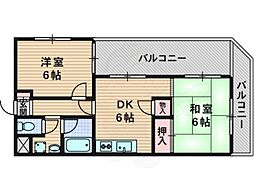 瑞光アーバンハイツ 2DKの間取図画像