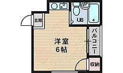 リバーヒル大桐 ワンルームの間取図画像