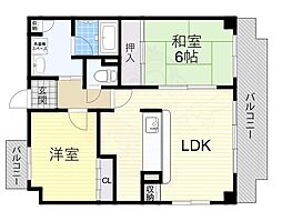 シャトー三木第3 2LDKの間取図画像