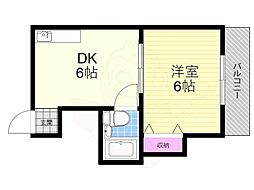 バスティオーネ柴島 1DKの間取図画像