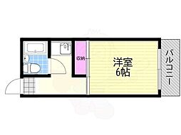 第2三恵マンション 1Kの間取図画像