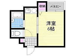 グローリーワン 1Kの間取図画像