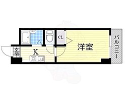 ノルデンハイム淡路D棟 1Kの間取図画像