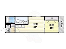 Fメゾン上新庄 1LDKの間取図画像