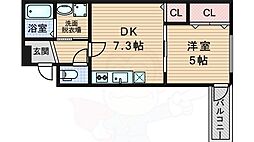 フジパレス下新庄1番館 1DKの間取図画像