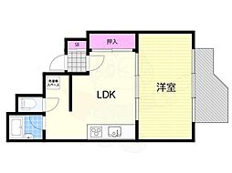 淡路第2ダイヤモンドハイム 1LDKの間取図画像
