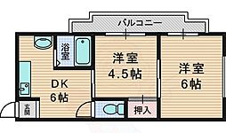 和ハイツ3 2DKの間取図画像