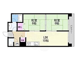新大阪ハイツ 2LDKの間取図画像