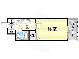 エスリード新大阪 1Kの間取図画像