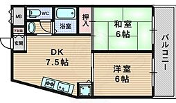 エクセル須賀の森 2DKの間取図画像