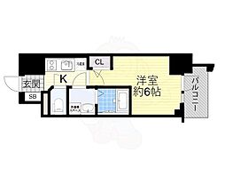 エスリード新大阪ラヴァーグ 1Kの間取図画像