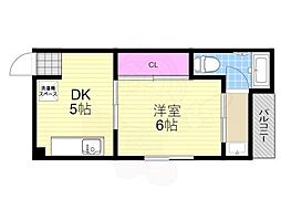 ローズハイツ 1DKの間取図画像