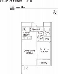 プライムアーバン市谷仲之町 1LDKの間取図画像