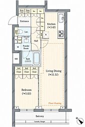 クオリア新宿余丁町 1LDKの間取図画像