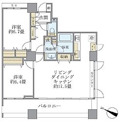 パークホームズ新宿若松町 2LDKの間取図画像