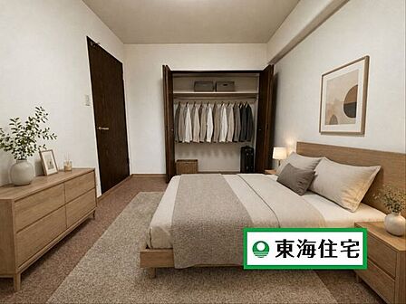〈洋室約6帖〉主寝室は大きなベッドや観葉植物を置いてもゆとりがあります。 ※家具はCGによるイメージです。