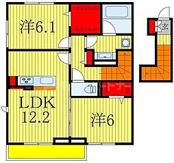 JR常磐線 柏駅 徒歩25分の賃貸アパート 2階2LDKの間取り