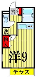 JR常磐線 北柏駅 徒歩13分の賃貸マンション 1階ワンルームの間取り