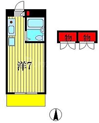 つくばエクスプレス 南流山駅 徒歩6分の賃貸マンション 2階ワンルームの間取り