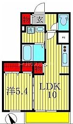 つくばエクスプレス 流山おおたかの森駅 徒歩5分の賃貸アパート 1階1LDKの間取り