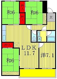 JR常磐線 北小金駅 徒歩12分の賃貸マンション 1階4LDKの間取り