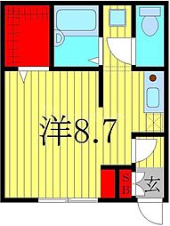 東武野田線 柏駅 徒歩17分の賃貸アパート 1階ワンルームの間取り