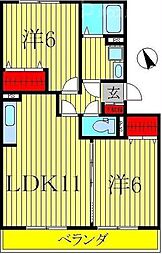 JR常磐線 柏駅 バス15分 榎木戸下車 徒歩10分の賃貸アパート 1階2LDKの間取り
