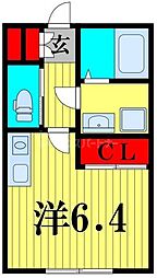 東武野田線 新柏駅 徒歩4分の賃貸アパート 1階ワンルームの間取り