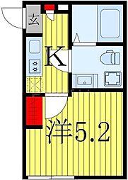 JR常磐線 柏駅 徒歩12分の賃貸アパート 1階1Kの間取り